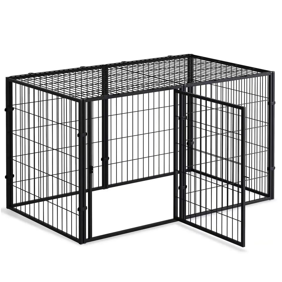 KOJEC KLATKA ZAGRODA Z NAKRYCIEM MODUŁOWA DLA ZWIERZĄT PSA KOTA CZARNA 6 PANELI X 70X60CM