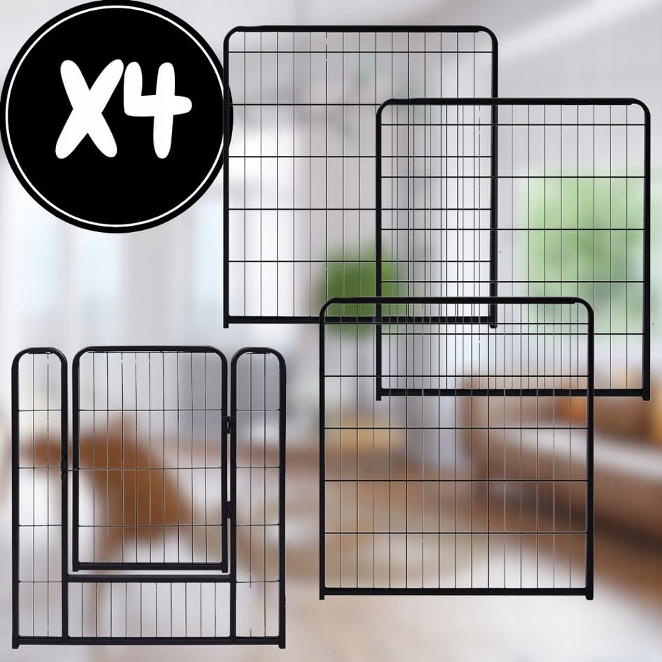 KOJEC KLATKA ZAGRODA MODUŁOWA DLA ZWIERZĄT PSA KOTA CZARNA 4 PANELE X 80X50CM - obrazek 2