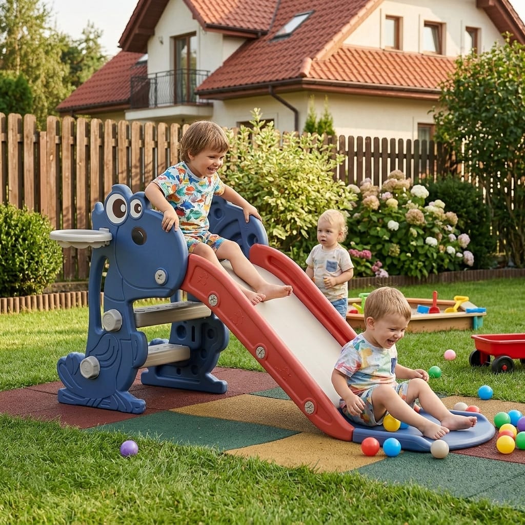 ZJEŻDŻALNIA DLA DZIECI DOMOWA OGRODOWA WOLNOSTOJĄCA WIELOKOLOROWA AKCESORIA ZESTAW 120CM - obrazek 5