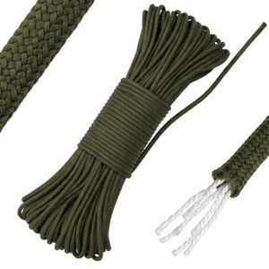 LINKA PARACORD MOCNA WYTRZYMAŁA SURVIVAL OLIWKA 180 KG 30M