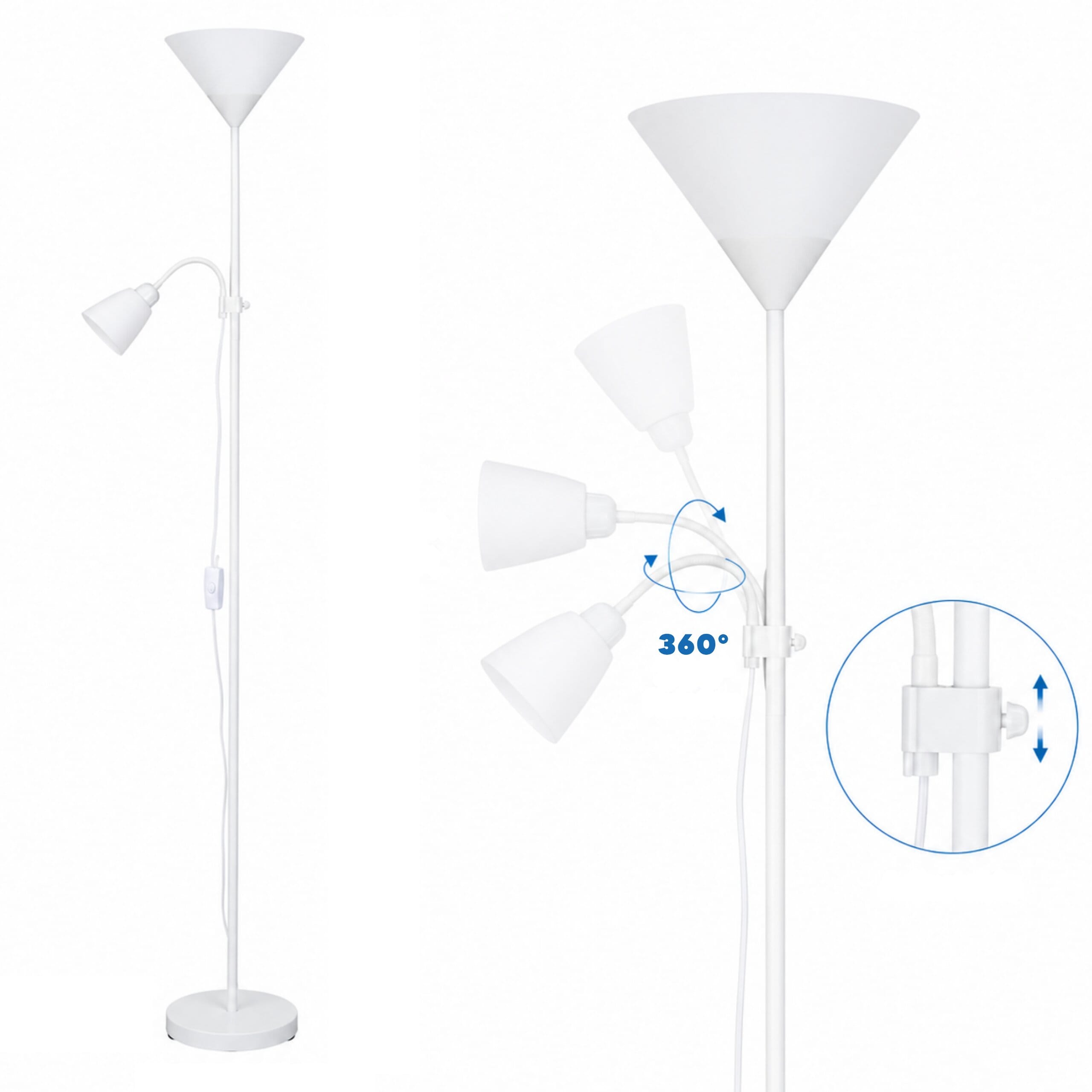 LAMPA PODŁOGOWA 165CM 2xE27 BIAŁA - obrazek 7