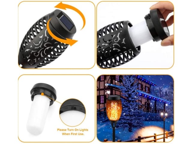 Ogrodowa lampa solarna POCHODNIA LED