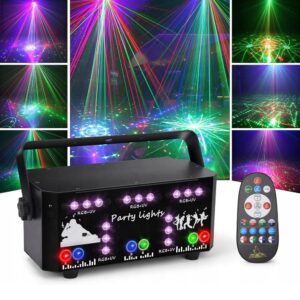 PROJEKTOR LASEROWY SCENICZNY OŚWIETLENIE DYSKOTEKOWE LASER STROBOSKOP ANIMACJA 3D RGB UV DMX PILOT