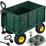 WÓZEK OGRODOWY OGRODNICZY TRANSPORTOWY TACZKI PRZYCZEPKA PLANDEKA ZIELONY 250L 550KG