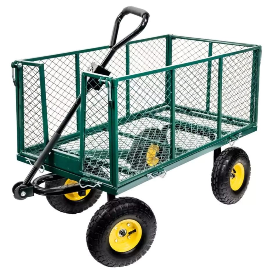 WÓZEK OGRODOWY OGRODNICZY TRANSPORTOWY TACZKI PRZYCZEPKA PLANDEKA ZIELONY 250L 550KG - obrazek 3