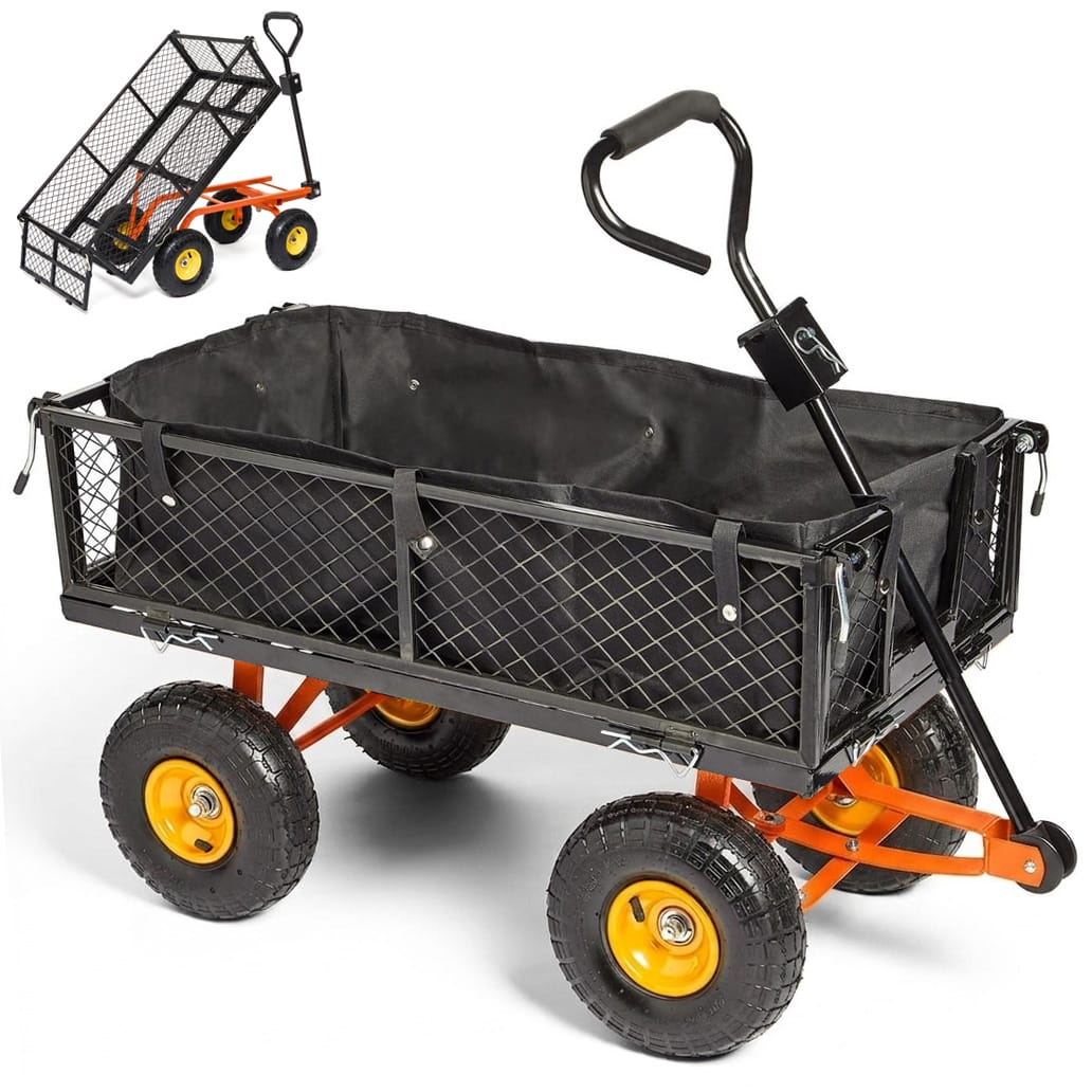 WÓZEK OGRODOWY OGRODNICZY TRANSPORTOWY ODCHYLANY TACZKI PRZYCZEPKA PLANDEKA WYWROTKA XL 400KG