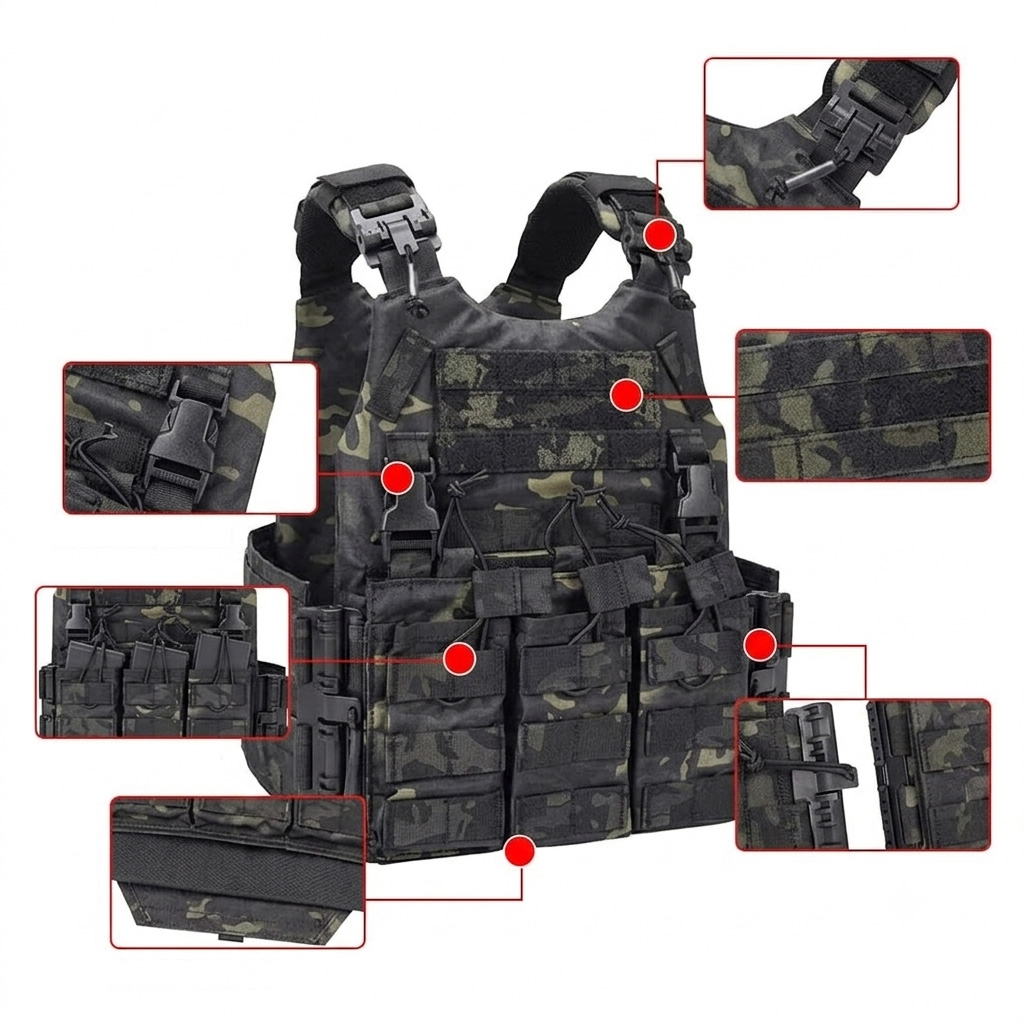 KAMIZELKA TURYSTYCZNA TAKTYCZNA WOJSKOWA REGULOWANA MOLLE PLATE CARRIER - obrazek 3