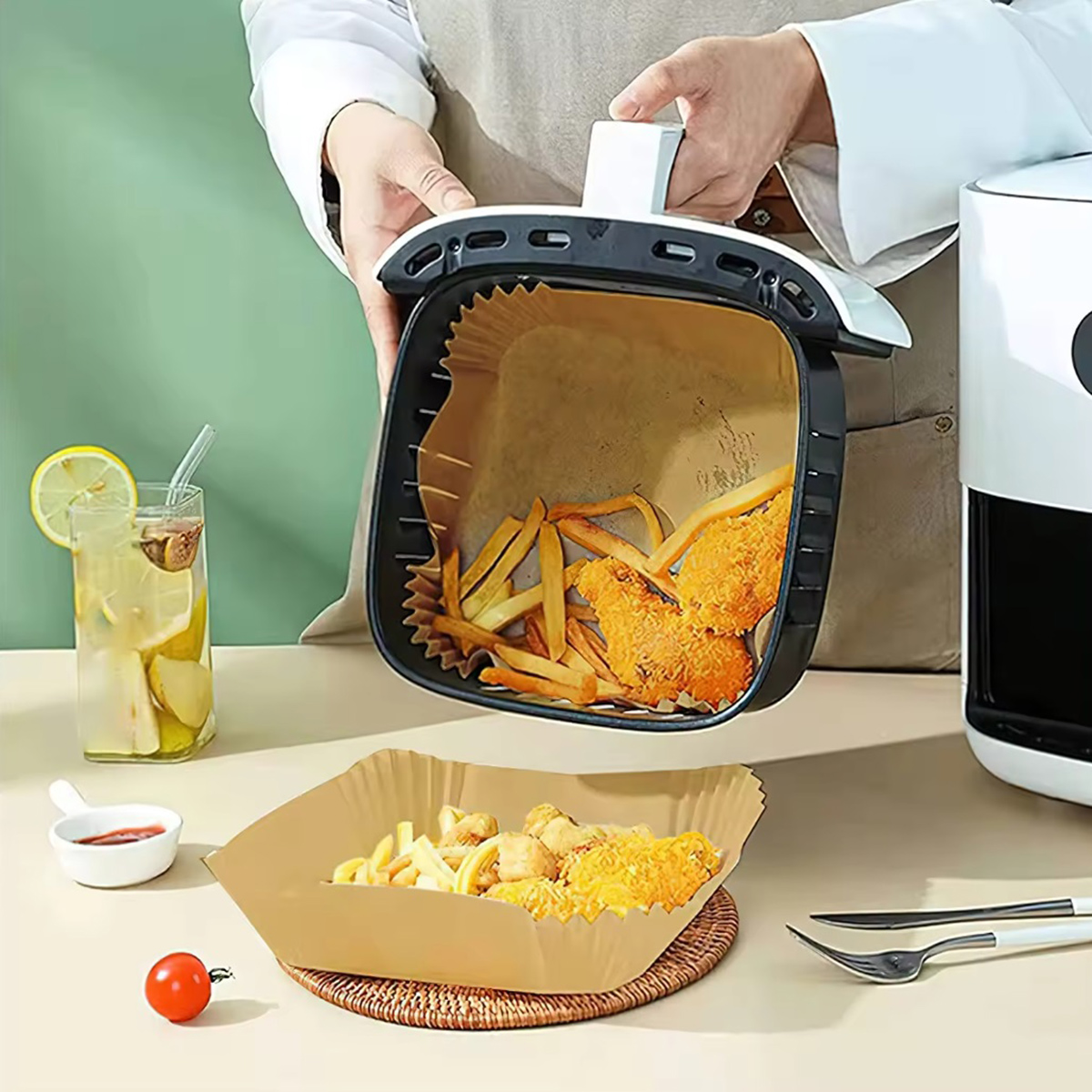 PAPIER DO FRYTKOWNICY AIR FRYER 16CM 50SZT - obrazek 6