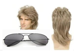 PERUKA MĘSKA BLOND DISCO RETRO + OKULARY